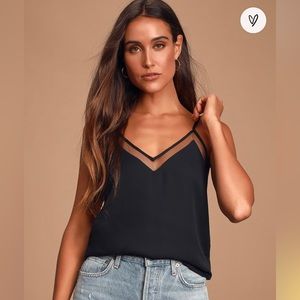 LULUS sweet fling black mesh tank top